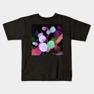 Pink Blueberry Branch Negative Painting Watercolor Kids T-Shirt